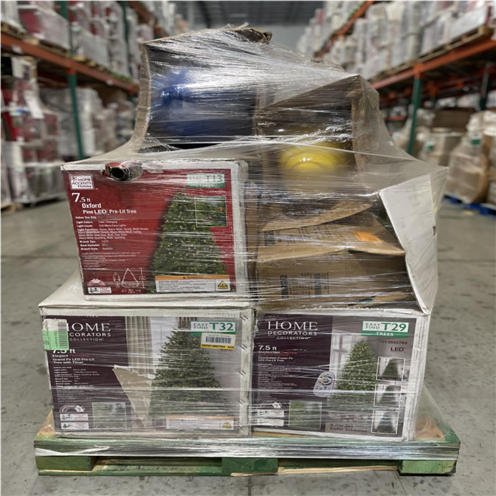 DALLAS LOCATION- AS-IS MIXED CHRISTMAS DECORATIONS & TREES PALLET