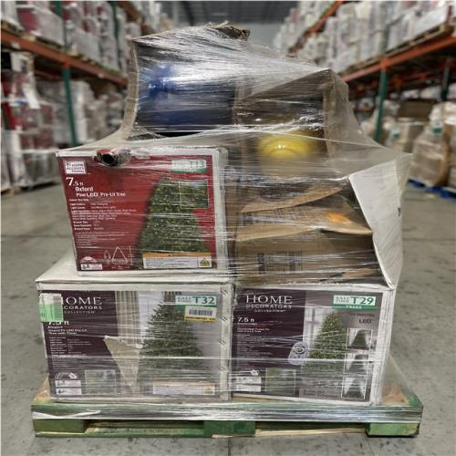 DALLAS LOCATION- AS-IS MIXED CHRISTMAS DECORATIONS & TREES PALLET