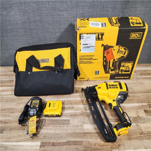HOUSTON LOCATION - AS-IS DEWALT 20V MAX XR 16-Gauge Electric Cordless Angled Finishing Nailer Kit