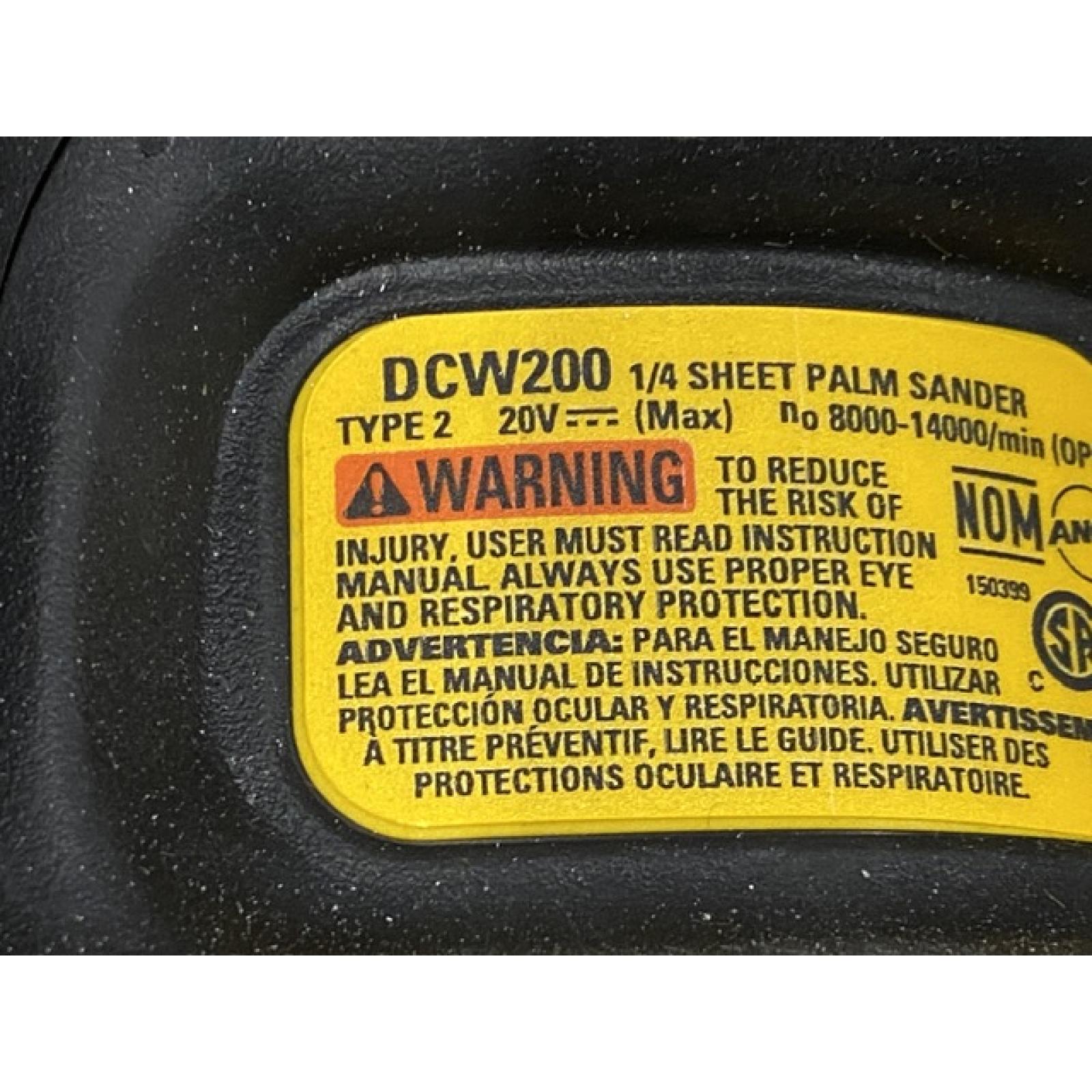 AS-IS DEWALT 20V MAX XR Cordless Brushless 1/4 Sheet Variable Speed Sander (Tool Only)