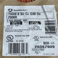 DALLAS LOCATION - AS-IS Southwire 2,500 ft. 6 Orange Stranded CU SIMpull THHN Wire (SEE NOTES)