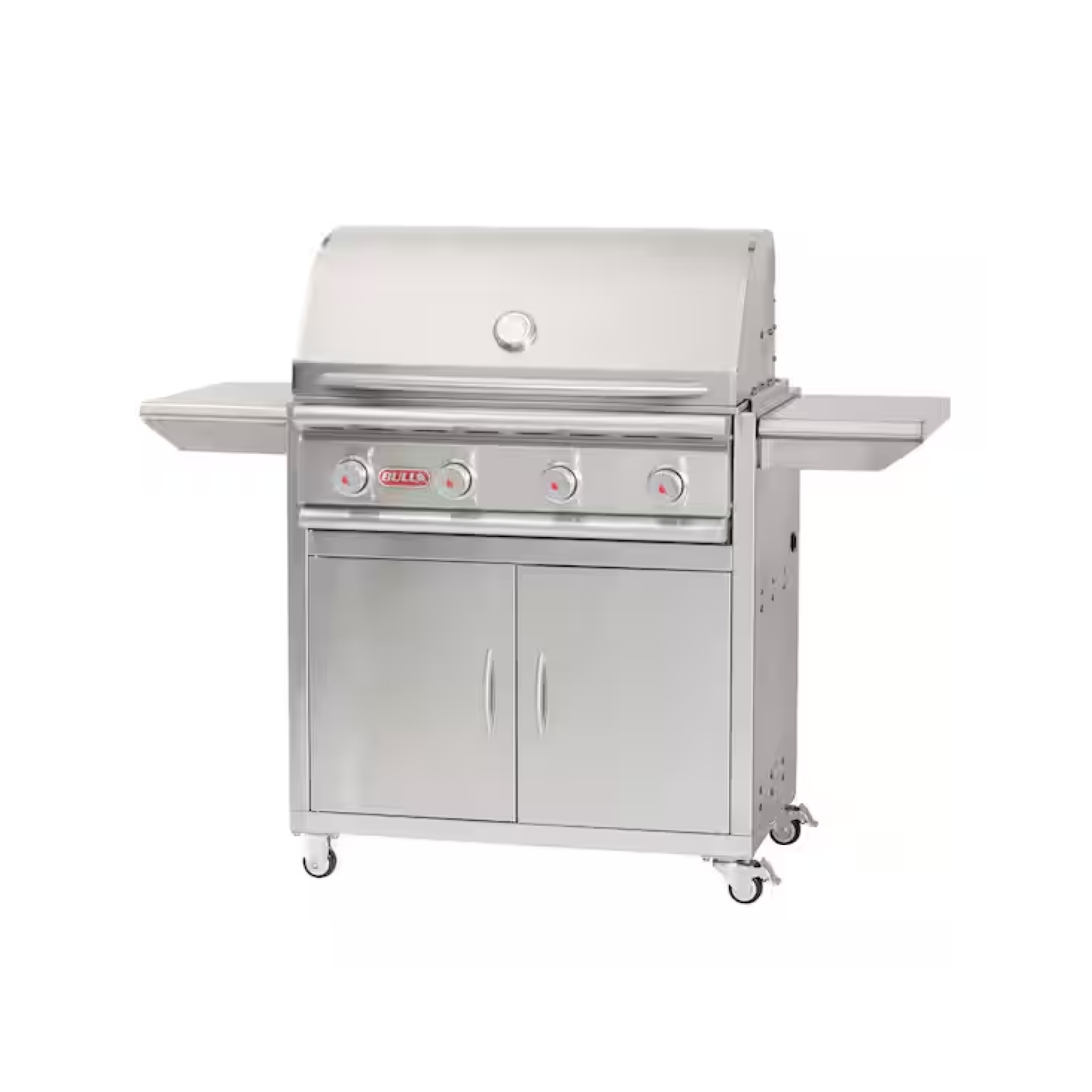 DALLAS LOCATION- NEW! BULL Stallion 4-Burner Cart Propane Grill in Stainless Steel