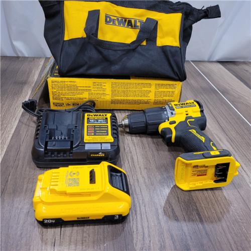 AS-IS DEWALT ATOMIC 20-Volt Lithium-Ion Cordless 1/2 in. Compact Hammer Drill with 3.0Ah Battery, Charger and Bag