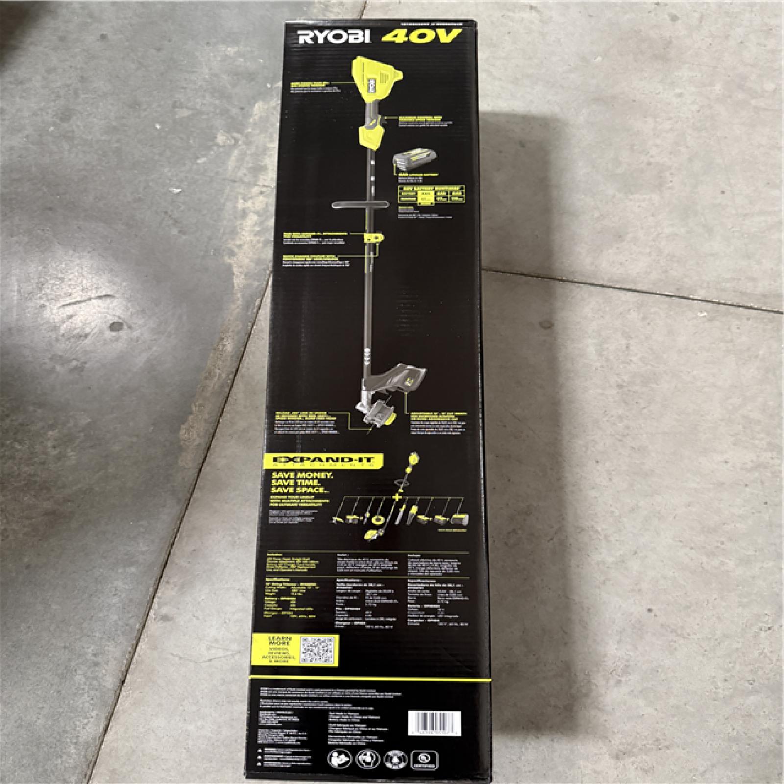 California NEW Sealed Ryobi 40V 15 Attachment Capable String Trimmer Kit, Includes (1) Battery & Charger