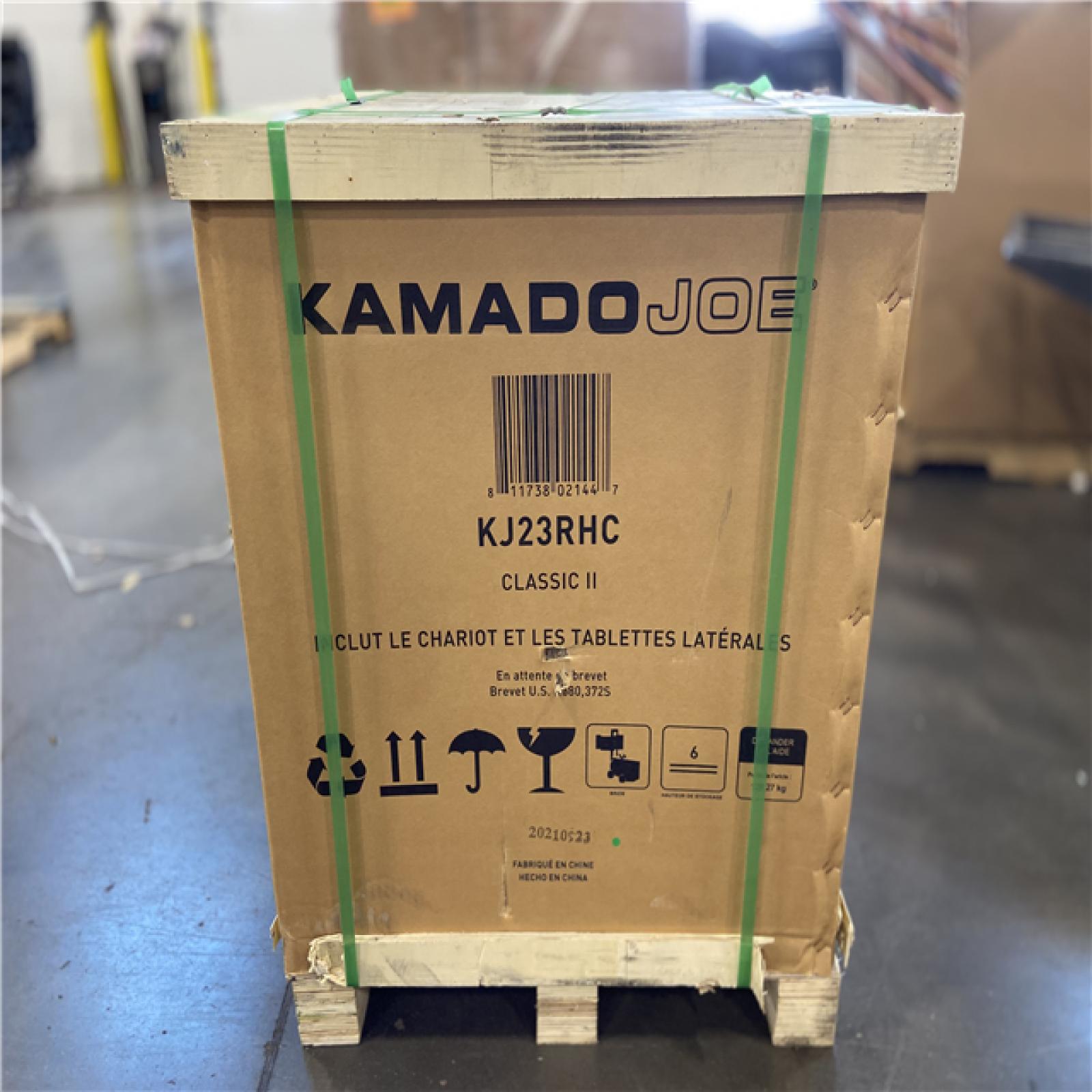 DALLAS LOCATION -Kamado Joe Classic Joe II 18 in. Charcoal Grill in Red with Cart, Side Shelves, Grate Gripper, and Ash Tool