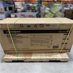 DALLAS LOCATION - Husky 52 in. W x 25 in. D Heavy Duty 9-Drawer Mobile Workbench Cabinet with Adjustable-Height Hardwood Top in Matte Black