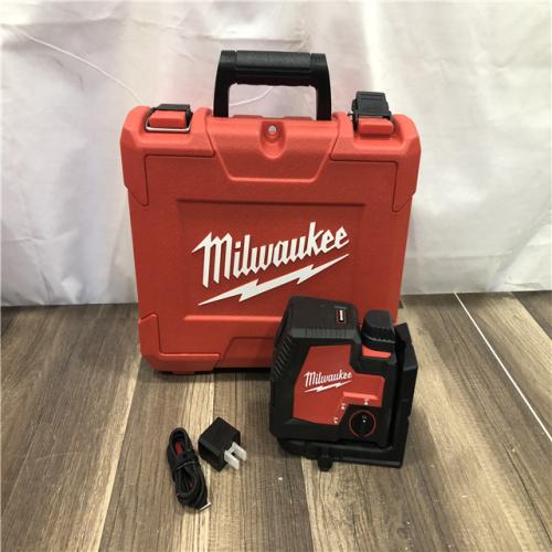 AS-IS Milwaukee 100 ft. REDLITHIUM Lithium-Ion USB Green Rechargeable Cross Line Laser Level with Charger