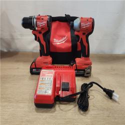 AS-IS- Milwaukee 18V Lithium-Ion Brushless Cordless Compact Drill/Impact Combo Kit