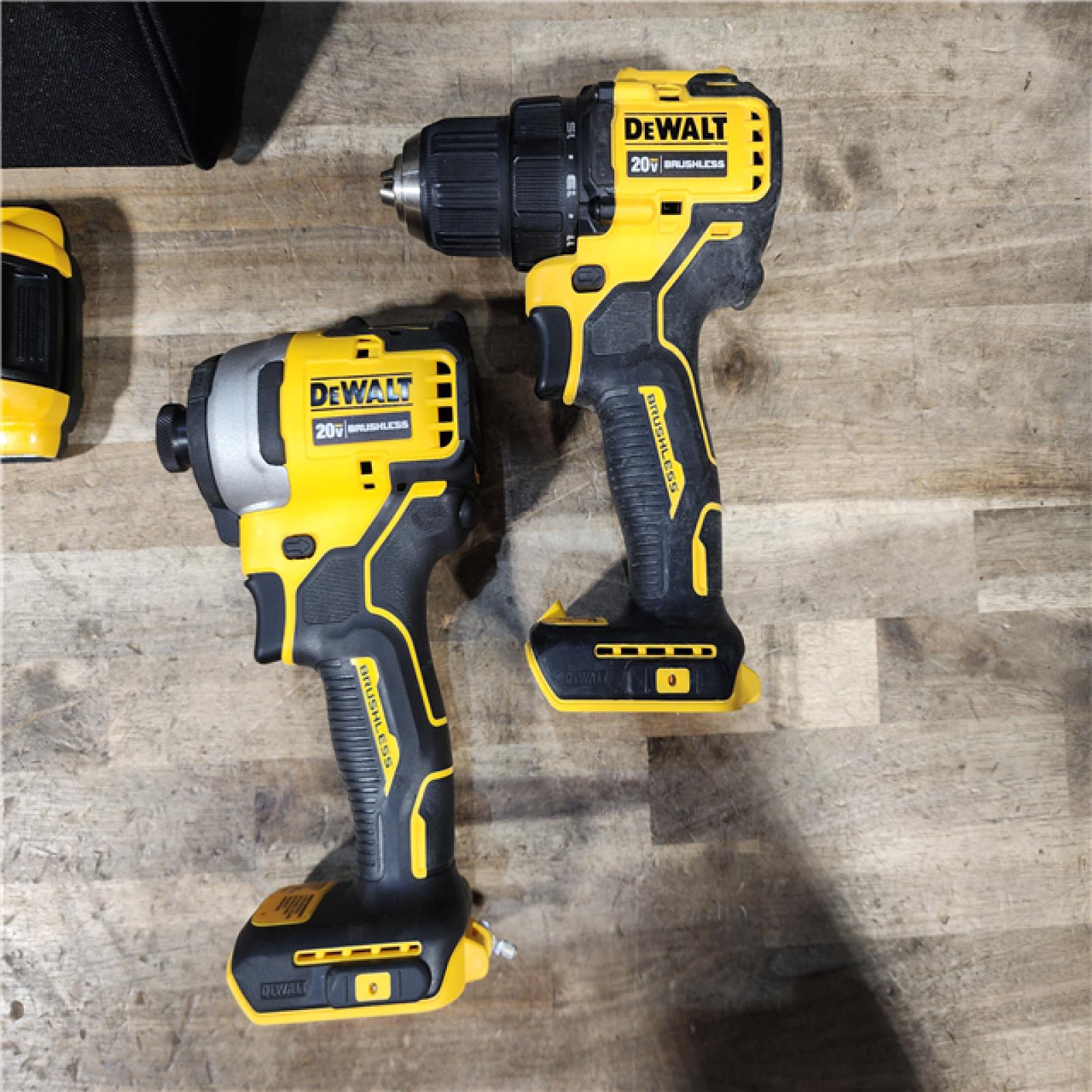 HOUSTON LOCATION - AS-IS Dewalt DCK225D2 20V MAX ATOMIC Brushless Compact Lithium-Ion 1/2 in. Cordless Drill Driver and 1/4 in. Impact Driver Combo Kit with 2 Batteries 2 Ah