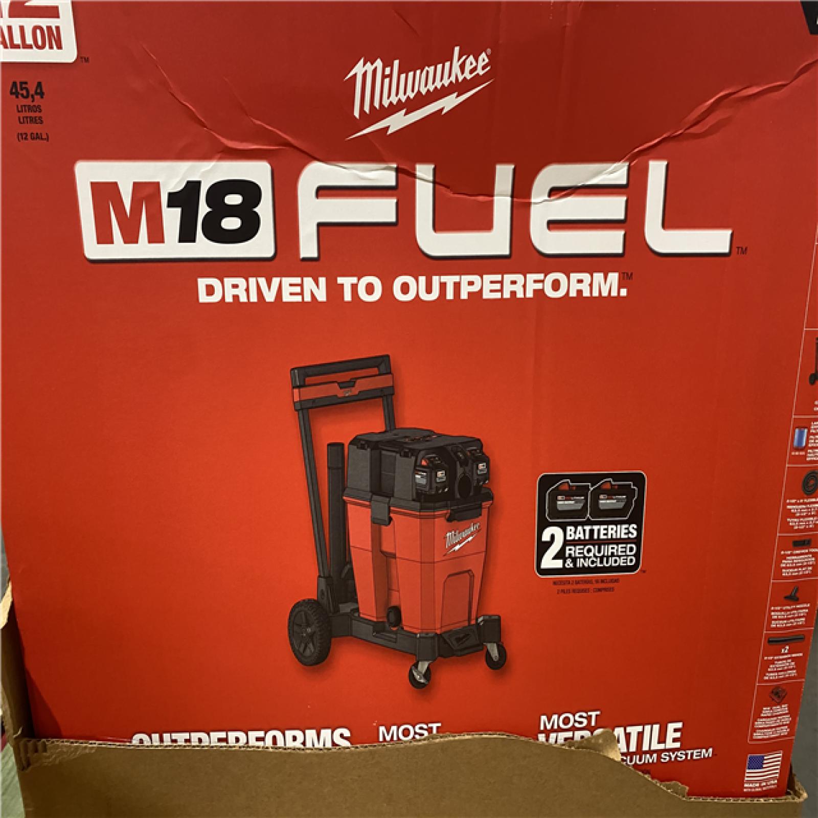 NEW- M18 FUEL 12 Gallon Cordless DUAL-BATTERY Wet/Dry Shop Vac Kit W/12.0 Ah Battery  Charger  Filter  Hose  and Accessories