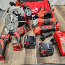 AS-IS  Milwaukee M18 18-Volt Lithium-Ion Cordless Combo Kit 7-Tool with 2-Batteries, Charger and Tool Bag