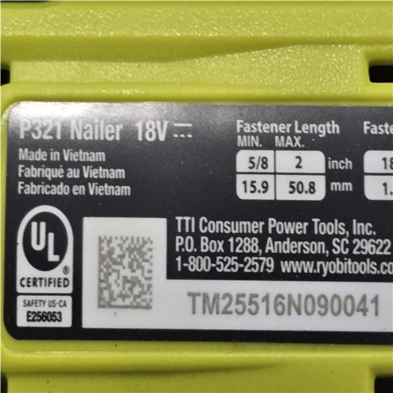 AS-IS RYOBI ONE+ 18V 18-Gauge Cordless AirStrike Brad Nailer (Tool Only)
