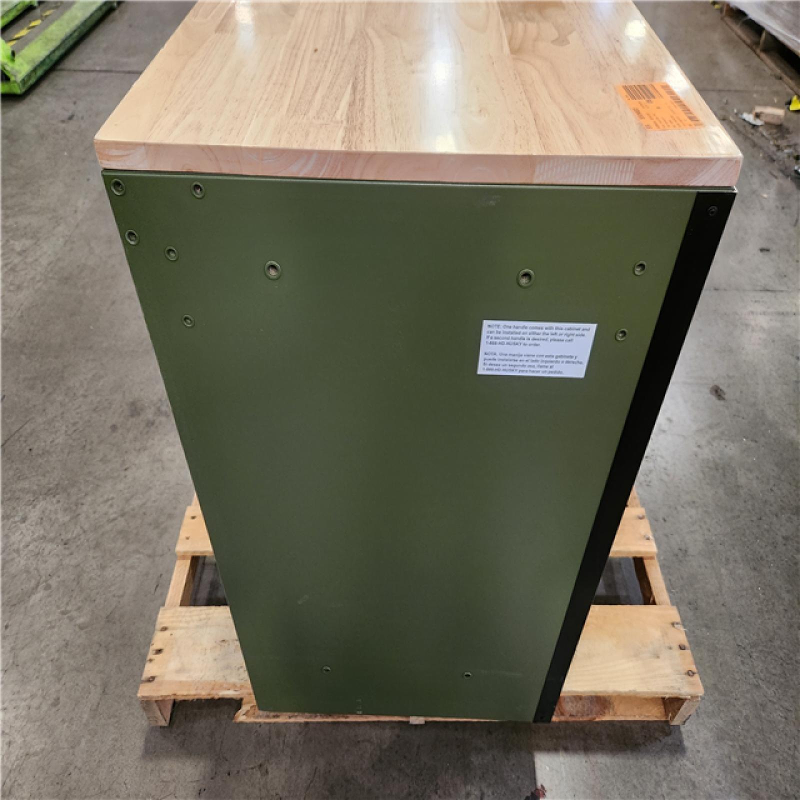 Phoenix Husky Standard-Duty 52 in. W 10-Drawer Matte Army Green Mobile Workbench Cabinet with Solid Wood Top