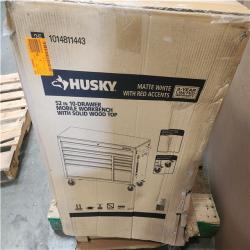 Phoenix NEW Husky Standard-Duty 52 in. W 10-Drawer Matte White w/ Carbon Fiber Trim Mobile Workbench Cabinet and Solid Wood Top