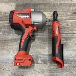 AS-IS Milwaukee 12/18V Lithium-Ion Cordless 3/8 in. Ratchet and 1/2 in. High Torque Impact Wrench with Friction Ring Combo Kit