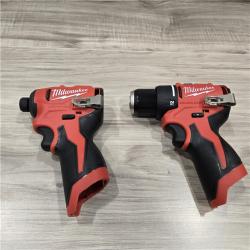 LIKE NEW! - Milwaukee 2494-22 M12 Cordless Combination Drill Driver and Hex Impact Driver Dual Power Tool Kit