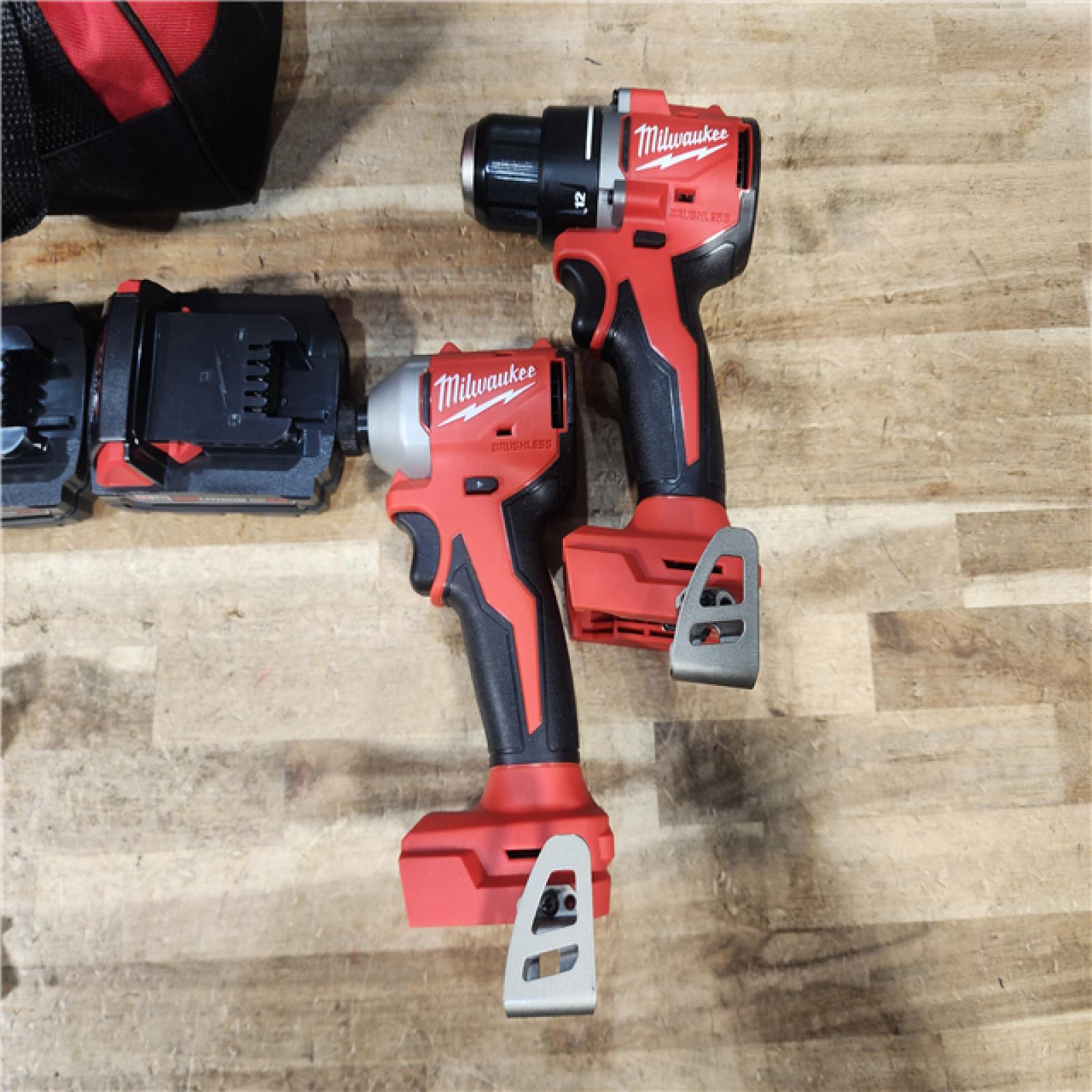 HOUSTON LOCATION - AS - IS Milwaukee 18V Lithium-Ion Brushless Cordless Compact Drill/Impact Combo Kit