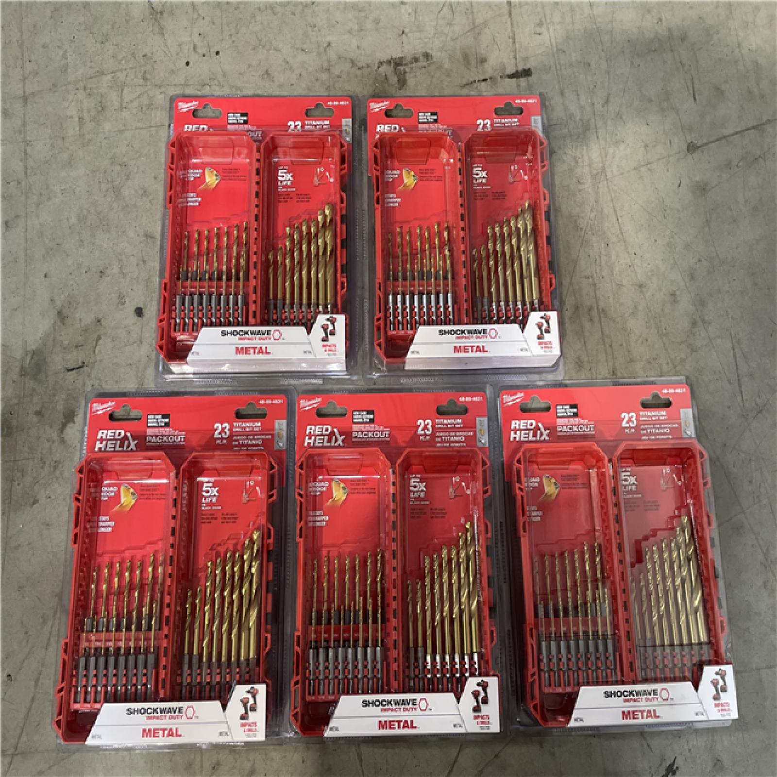 NEW Milwaukee SHOCKWAVE IMPACT DUTY Titanium Twist Drill Bit Set (5 UNITS)