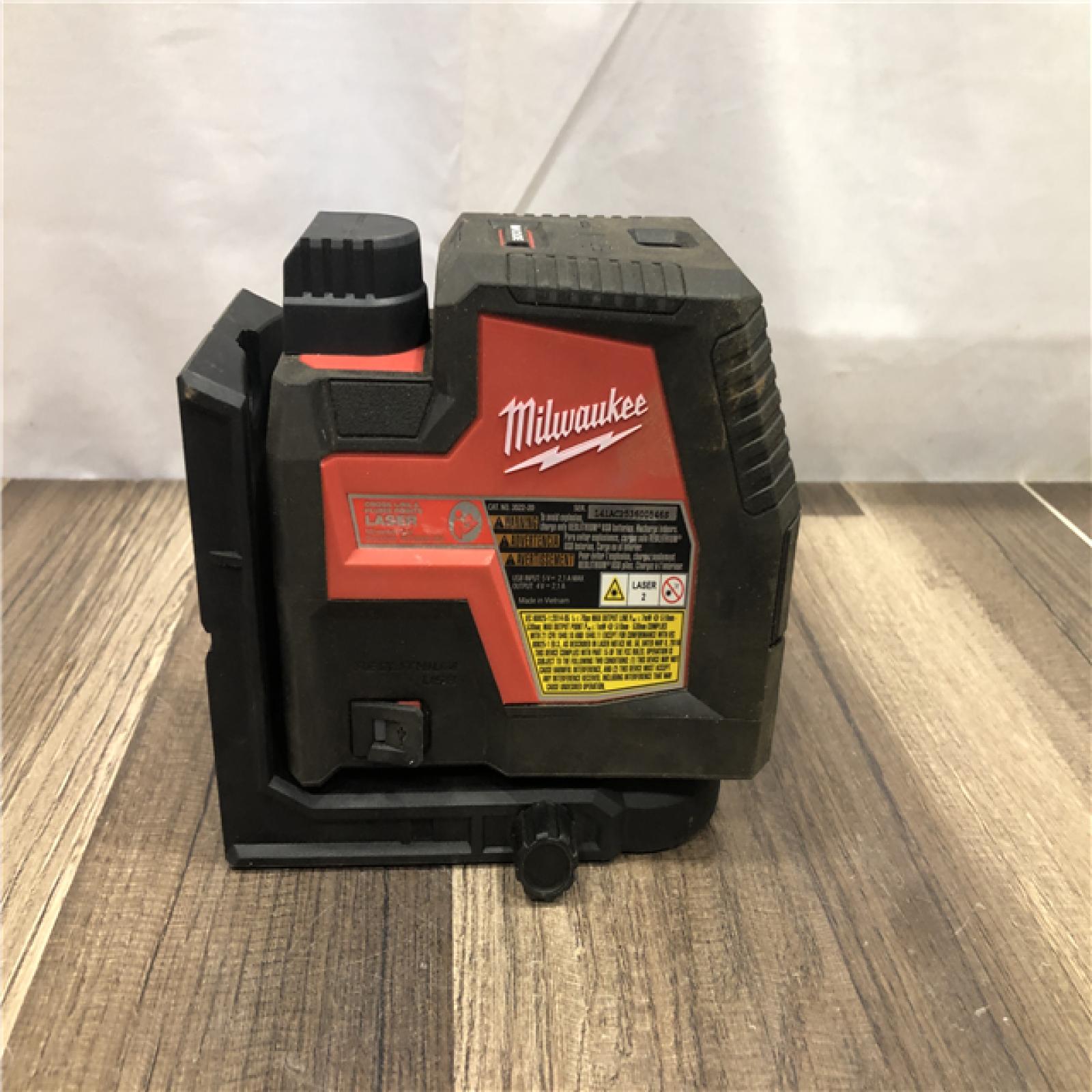 AS-IS Milwaukee Green 100 ft. Cross Line and Plumb Points Rechargeable Laser Level with REDLITHIUM Lithium-Ion USB Battery and Charger
