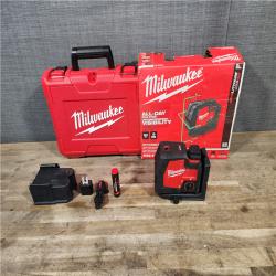 HOUSTON LOCATION - AS-IS Milwaukee-3522-21 Green Beam Laser Cross Line Plumb Point Rechargeable USB Kit