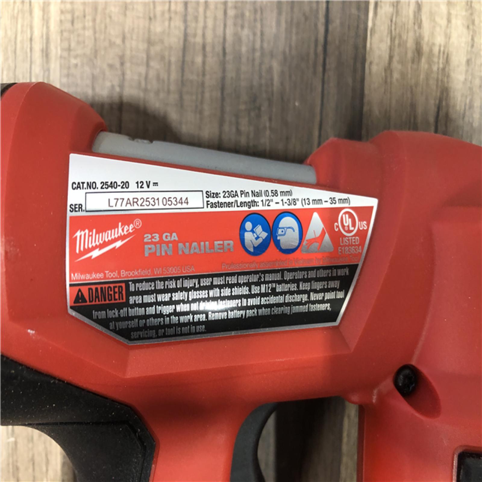 AS-IS Milwaukee M12 12-Volt 23-Gauge Lithium-Ion Cordless Pin Nailer (Tool-Only)