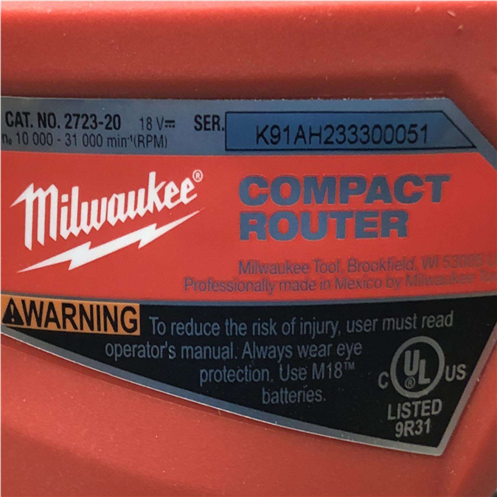 AS-IS Milwaukee FUEL 18V Lithium-Ion Brushless Cordless Compact Router (Tool-Only)