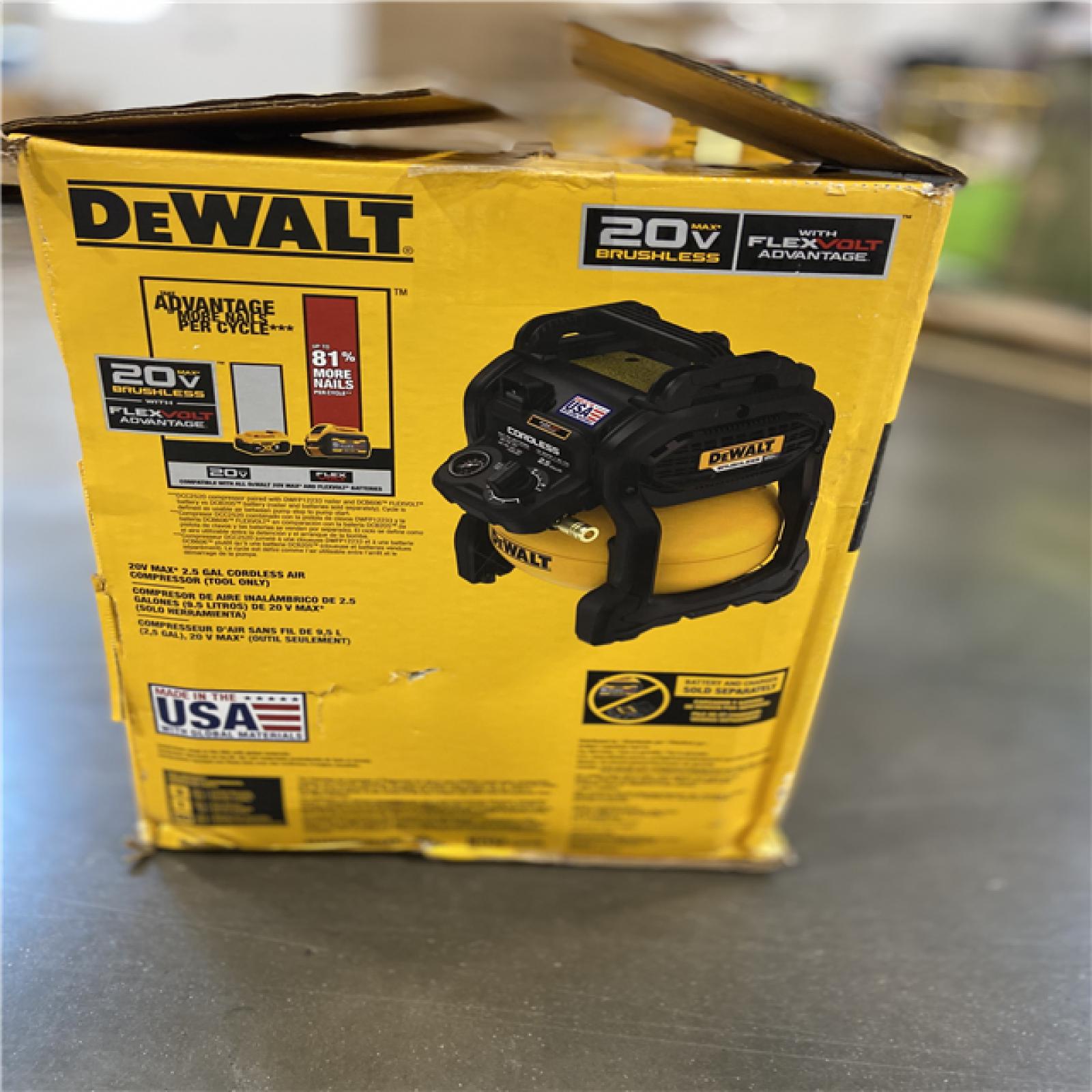 DALLAS LOCATION - DEWALT 2.5 Gal. 140 psi Portable 20V Cordless Air Compressor with FLEXVOLT Advantage (Tool Only)