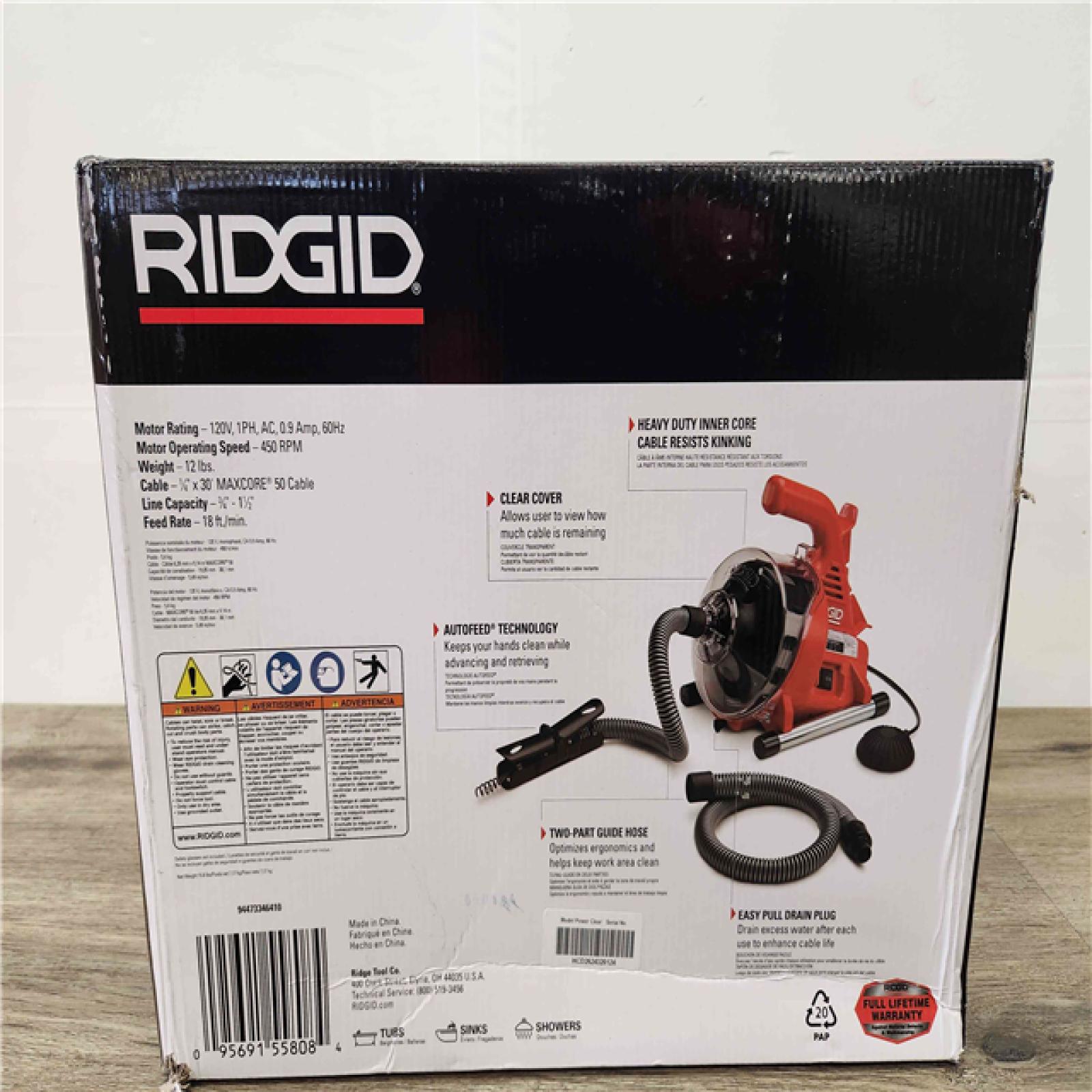 Phoenix Location NEW RIDGID PowerClear 120Volt Drain Cleaning Snake