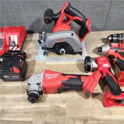 HOUSTON LOCATION - AS-IS Milwaukee M18 18-Volt Lithium-Ion Cordless Combo Kit 5-Tool with 2-Batteries, Charger and Tool Bag