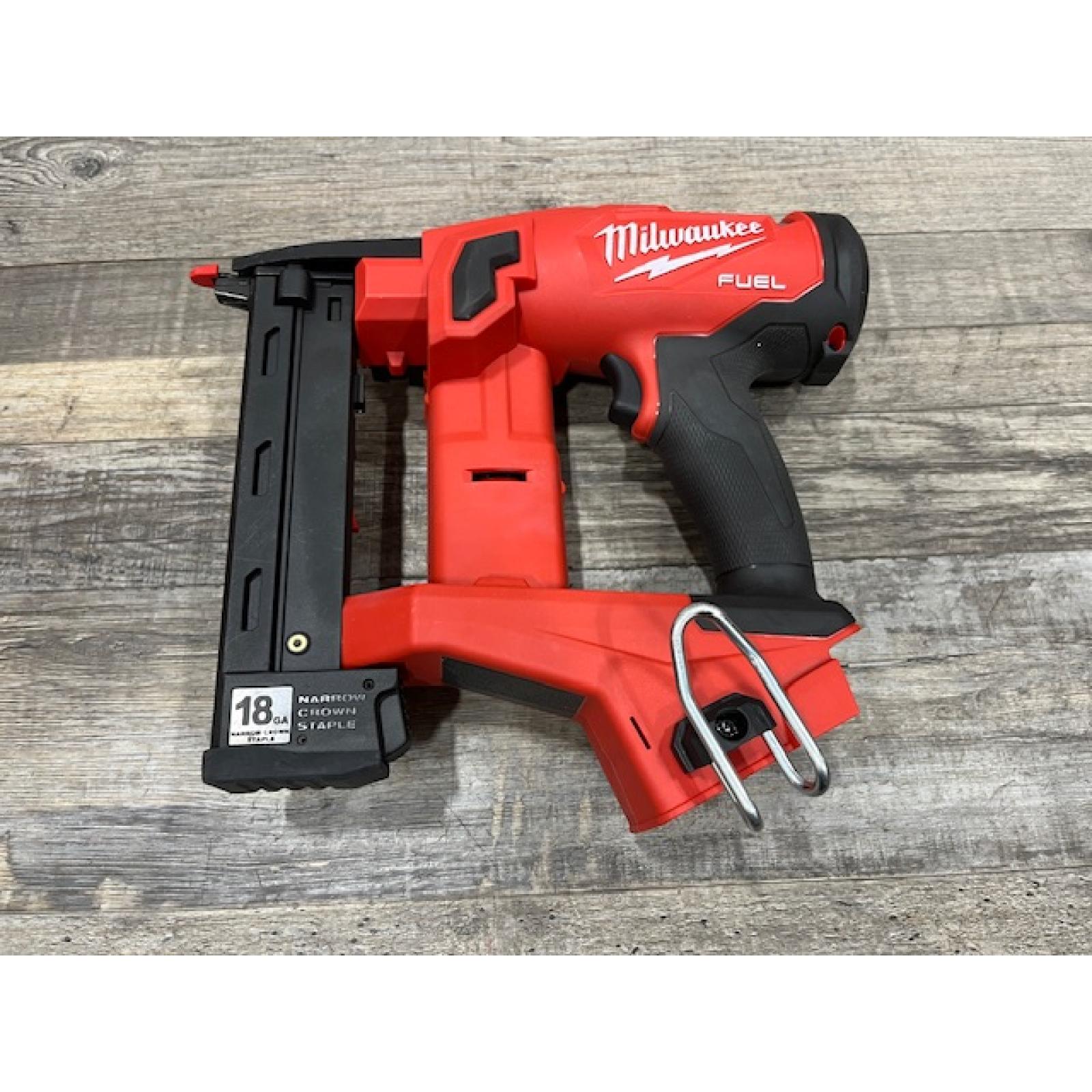 AS-IS Milwaukee FUEL 18-Volt Lithium-Ion Brushless Cordless 18-Gauge 1/4 in. Narrow Crown Stapler (Tool-Only)