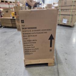 DALLAS LOCATION - AS-IS Husky 61 in. W x 26 in. D Heavy Duty 10-Drawer 1-Door Mobile Workbench with Hardwood Top  Pegboard and Shelf in Matte Black