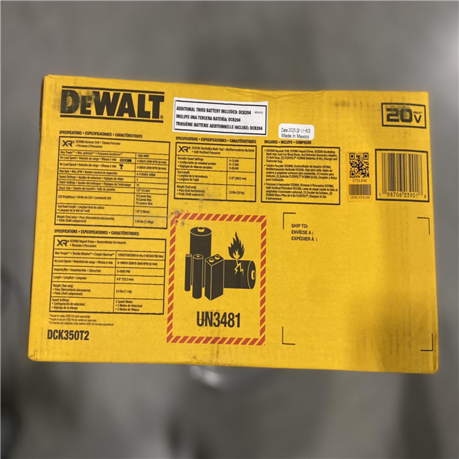 NEW! - DEWALT 20V MAX Lithium-Ion Cordless 3-Tool Combo Kit