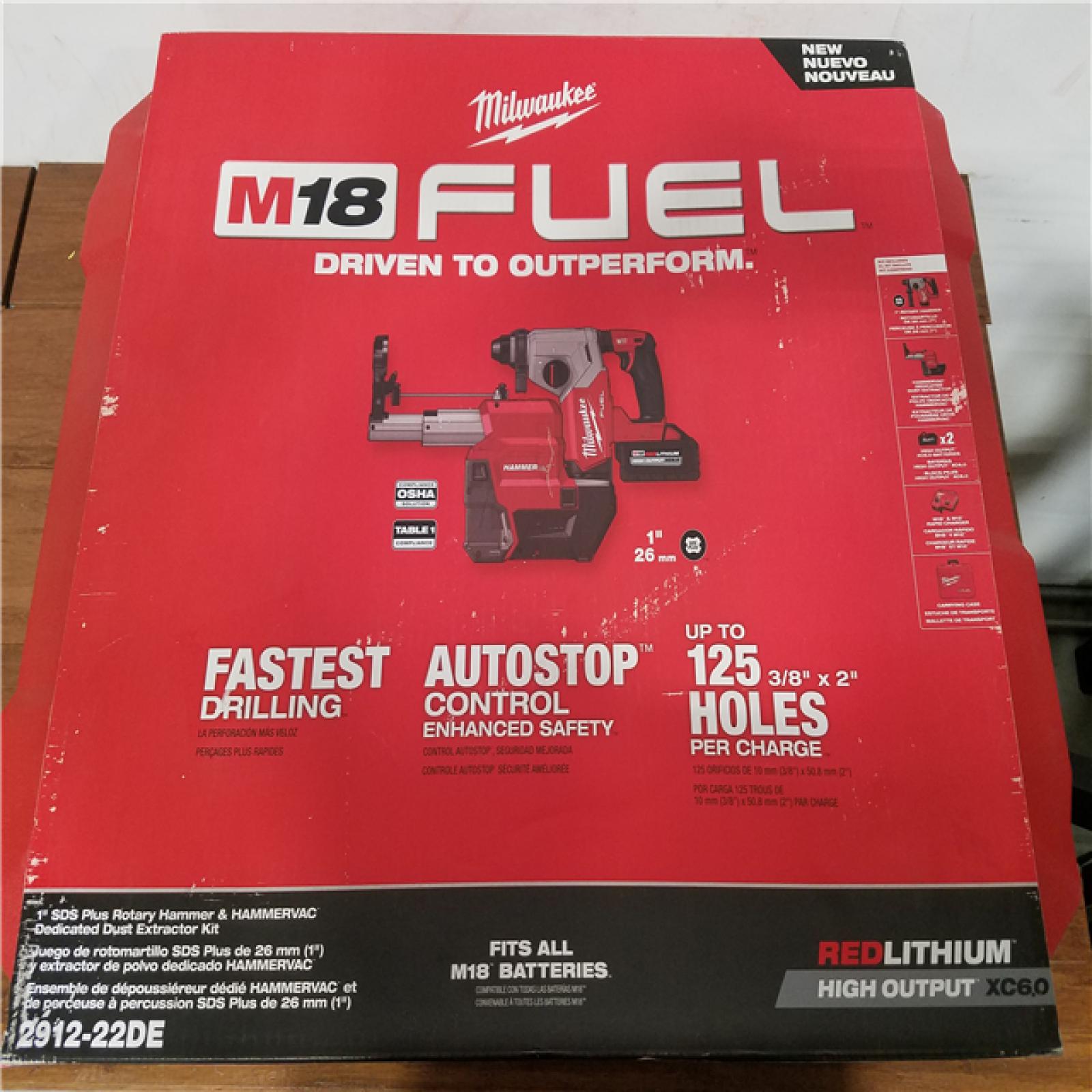 California NEW Milwaukee 1 SDS Plus Rotary Hammer & Hammervac Dedicated Dust Extractor Kit  Includes (2) Batteries  Charger & Hard Case