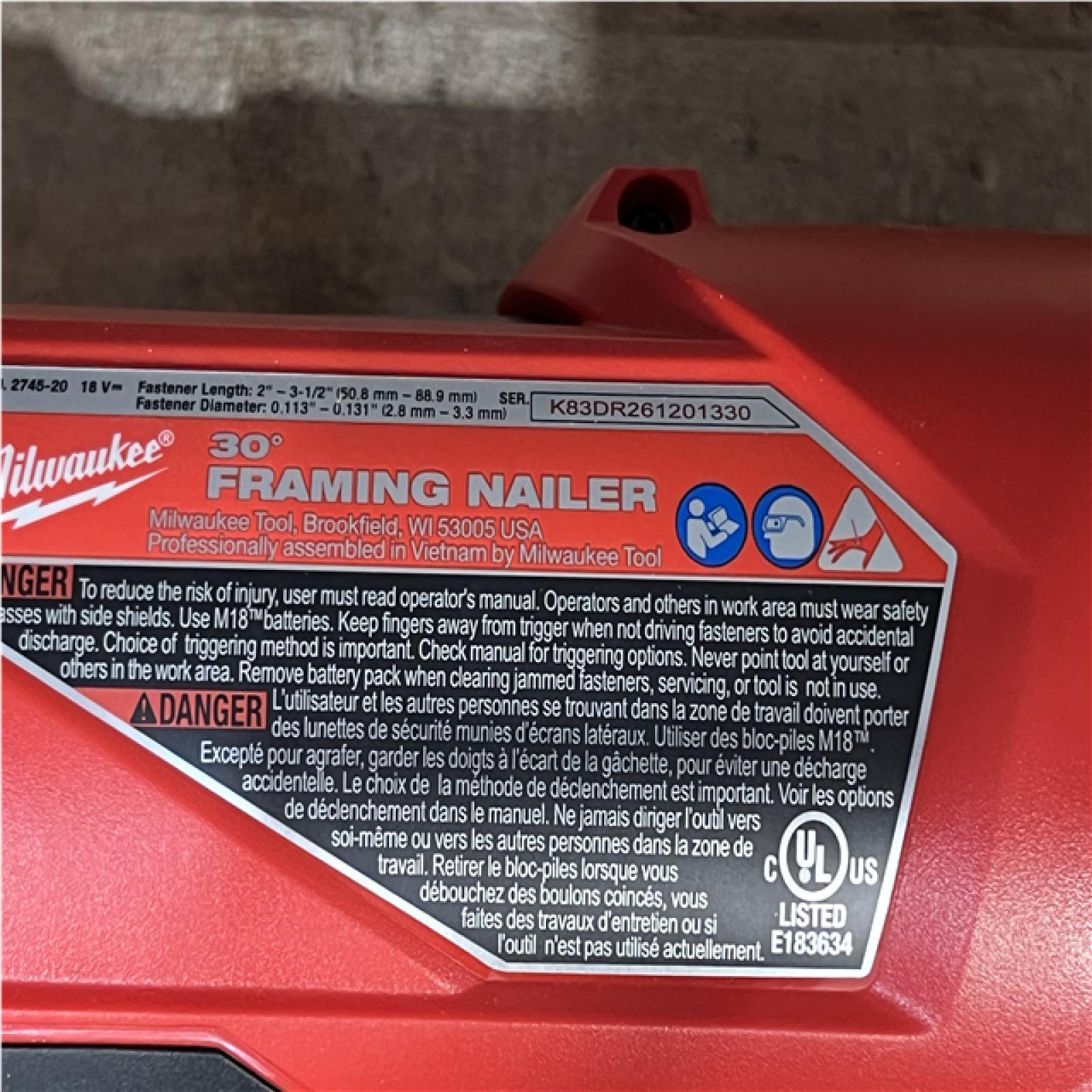 Houston Location AS-IS Milwaukee FUEL 3-1/2 in. 18-Volt 30-Degree Lithium-Ion Brushless Cordless Framing Nailer (Tool-Only)