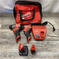 AS-IS Milwaukee FUEL 12-Volt Lithium-Ion Brushless Cordless Hammer Drill and Impact Driver Combo Kit