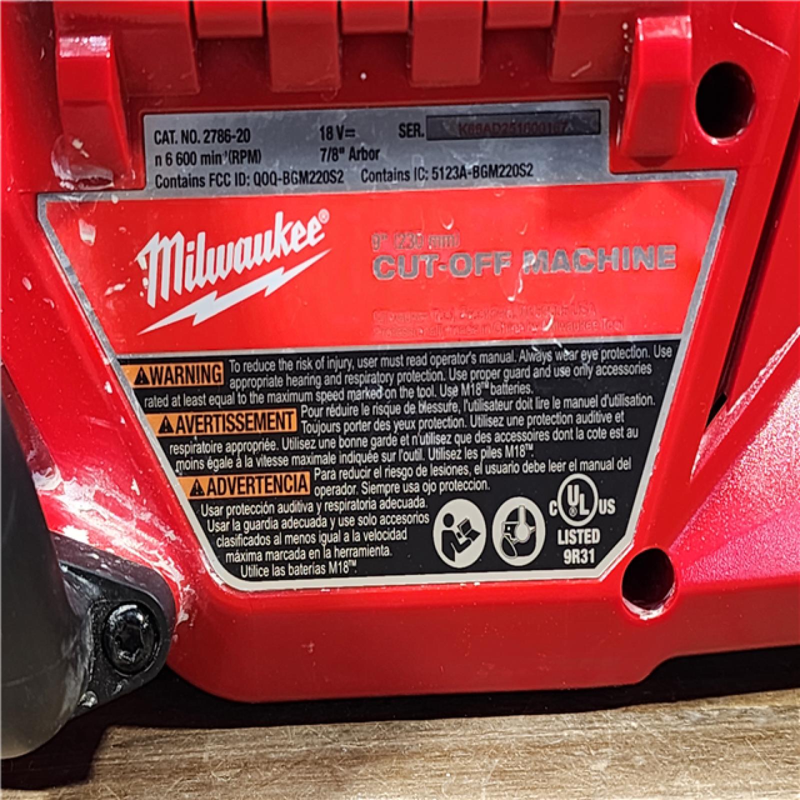 HOUSTON LOCATION - AS-IS Milwaukee M18 FUEL 9 Cut-Off Saw with ONE-KEY (TOOL ONLY)