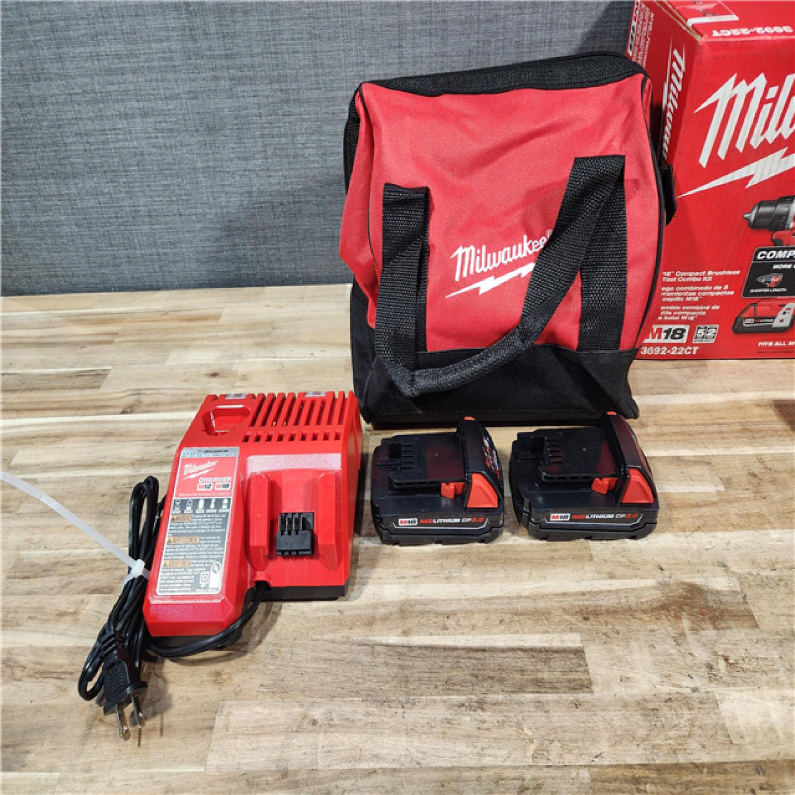 HOUSTON LOCATION - AS-IS Milwaukee M18 18V Lithium-Ion Brushless Cordless Compact Drill/Impact Combo Kit