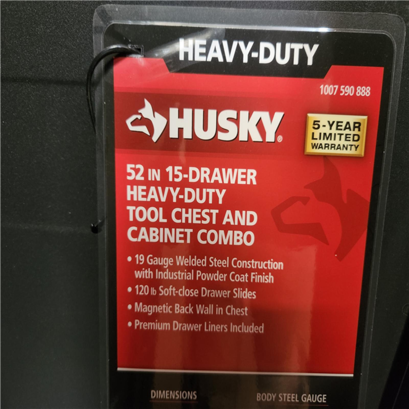 Phoenix AS-IS Husky Tool Storage 52 in. W x 20 in. D Heavy Duty Rolling Tool Chest Combo in Matte Black