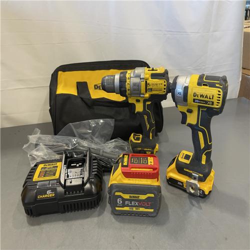 AS-IS - DEWALT 20V MAX Cordless Brushless Hammer Drill/Driver 2 Tool Combo Kit with FLEXVOLT ADVANTAGE