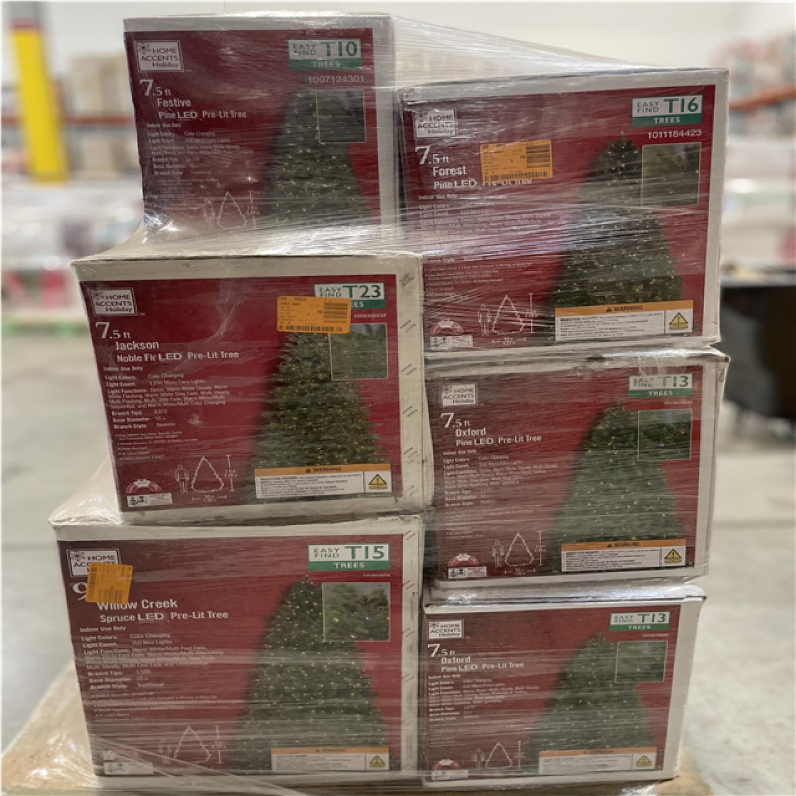 DALLAS LOCATION- AS-IS Home Accents Holiday Mixed Christmas Tree PALLET (6 UNITS)
