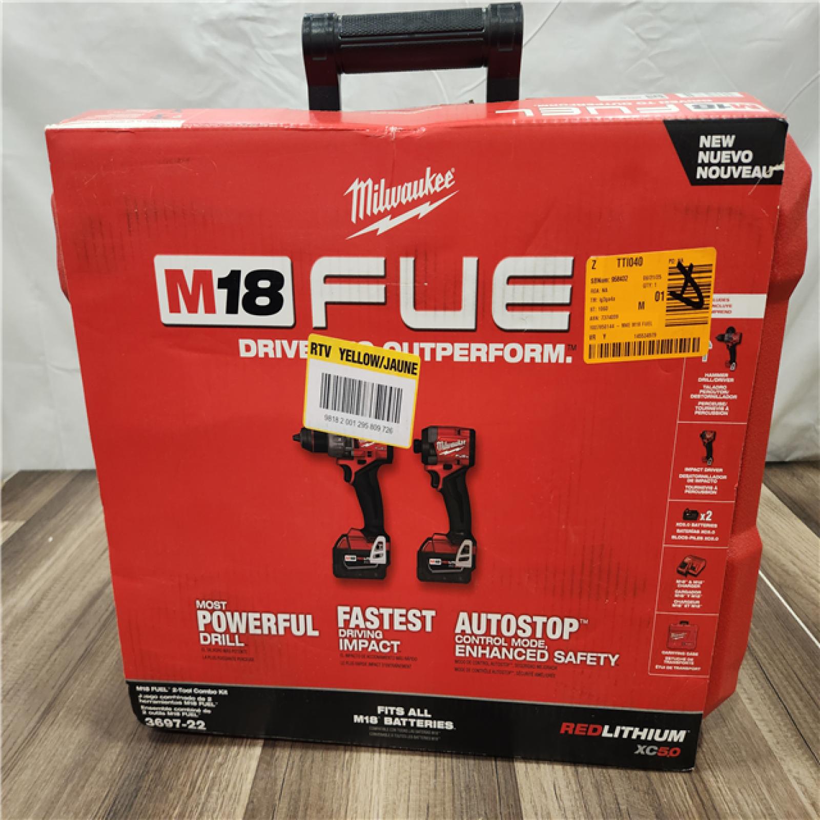 AS-IS Milwaukee M18 FUEL 18V Lithium-Ion Brushless Cordless Hammer Drill and Impact Driver Combo Kit (2-Tool) with 2 Batteries