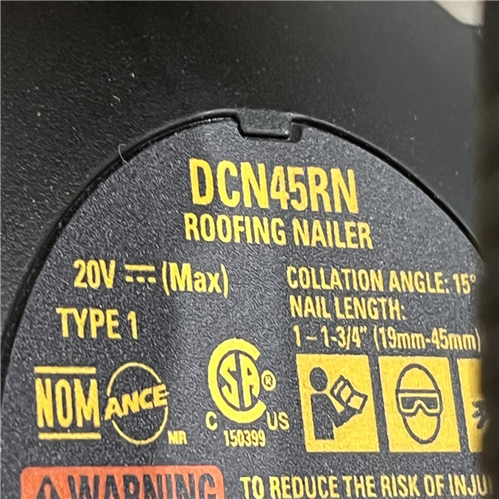 AS-IS DEWALT 20V MAX Lithium-Ion 15-Degree Electric Cordless Roofing Nailer Kit
