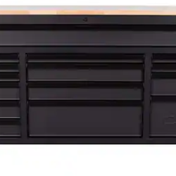 DALLAS LOCATION- AS-IS HUSKY Heavy Duty 61 in. W x 22 in. D 15-Drawer Matte Black/Wood top Workbench