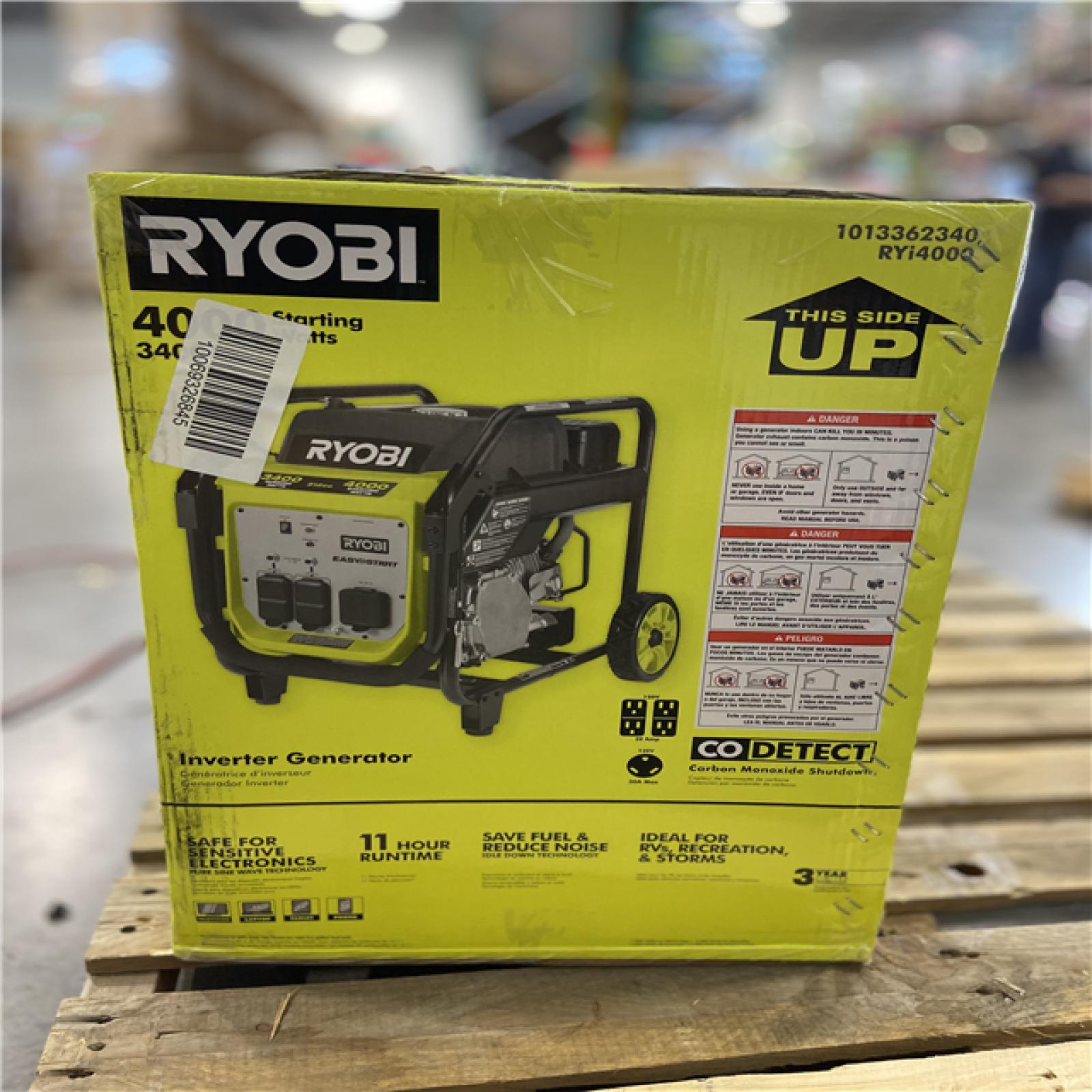DALLAS LOCATION - RYOBI 4000-Watt Recoil Start Gasoline Powered Inverter Generator with CO Shutdown