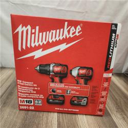 NEW- Milwaukee 18V Cordless Brushed 2-Tool Drill/Driver and Impact Driver Kit