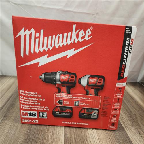 NEW- Milwaukee 18V Cordless Brushed 2-Tool Drill/Driver and Impact Driver Kit