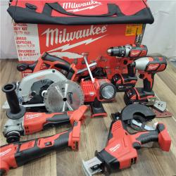 AS-IS  Milwaukee M18 18-Volt Lithium-Ion Cordless Combo Kit 7-Tool with 2-Batteries, Charger and Tool Bag