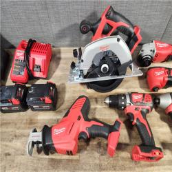 HOUSTON LOCATION - AS-IS MILWAUKEE 7 TOOL COMBO KIT W/ (2) BATTERY & CHARGER