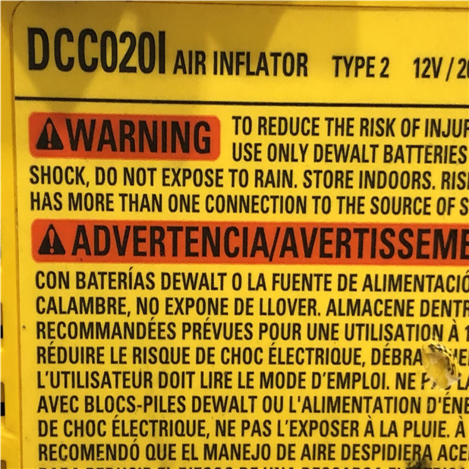AS-IS DEWALT 20V MAX Cordless Electric Portable Inflator (Tool Only)