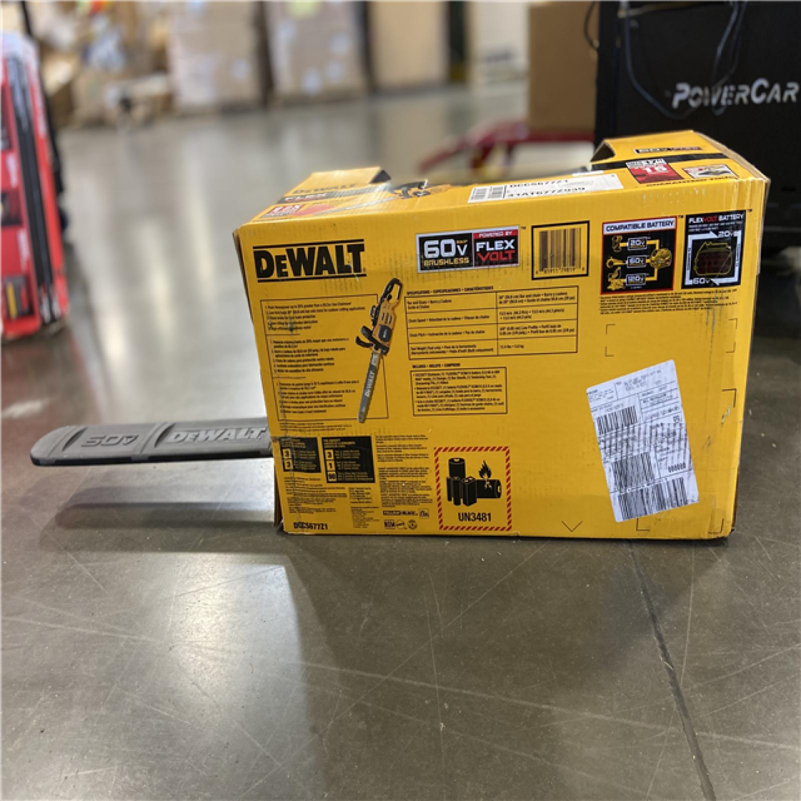 AS-IS DEWALT FLEXVOLT 60V MAX 20 in. Brushless Electric Cordless Chainsaw Kit and Carry Case with (1) FLEXVOLT 5 Ah Battery & Charger